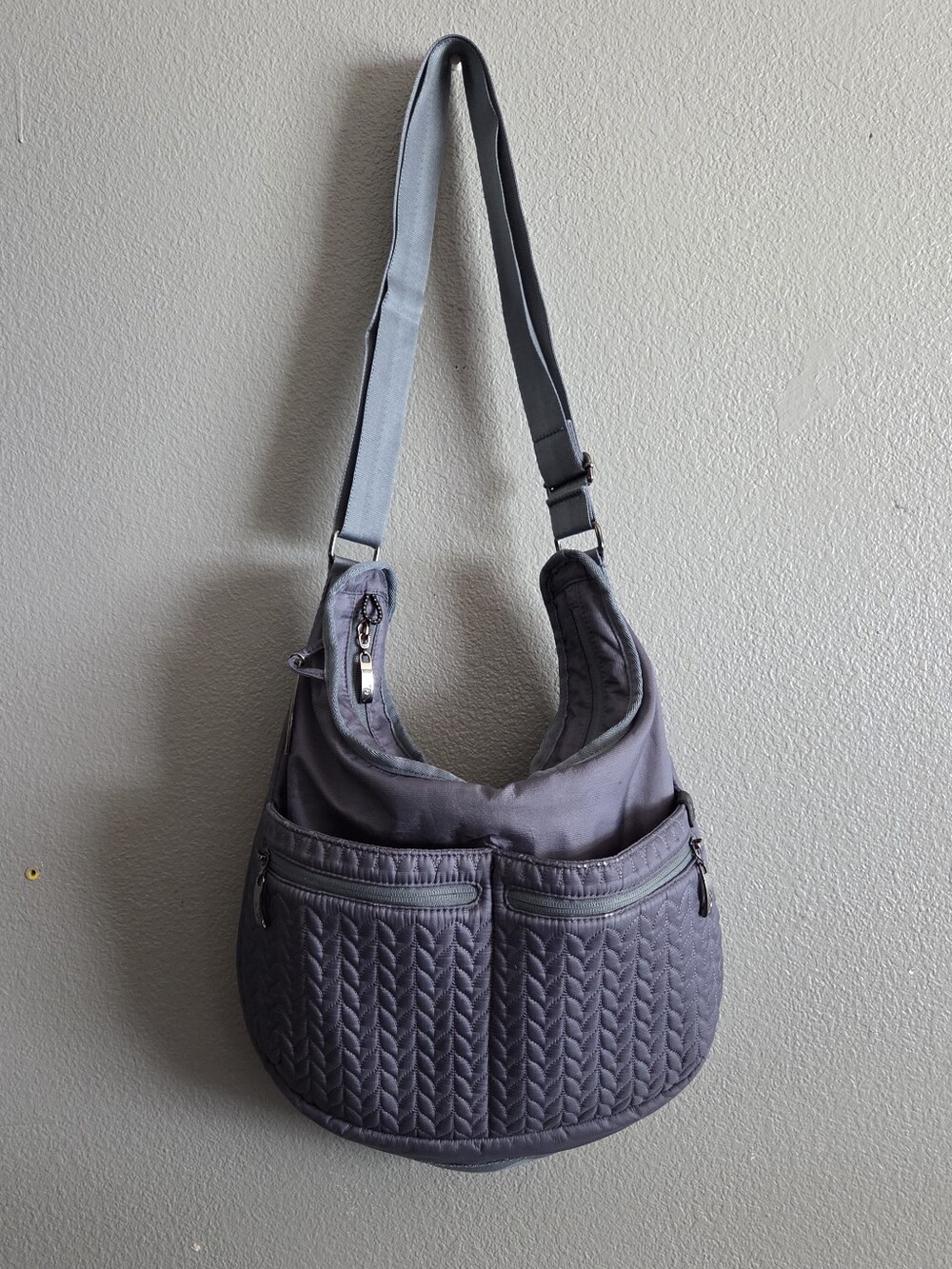 Sherpani Bree Le Quilted Crescent Hobo Crossbody Bag - Charcoal Gray
